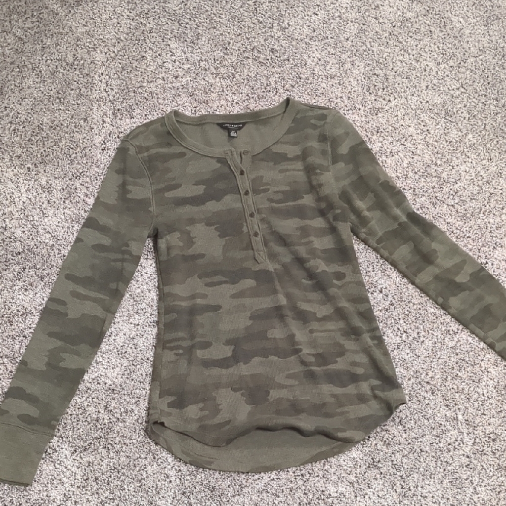 Camo Long Sleeve Henley Top